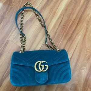 Gucci marmont velvet small bag teal